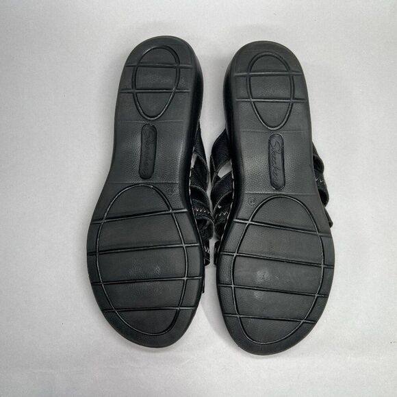 Skechers Sandals Women's Size 9 Luxe Foam Black Leather Slide Flip Flops‎ - Picture 10 of 12